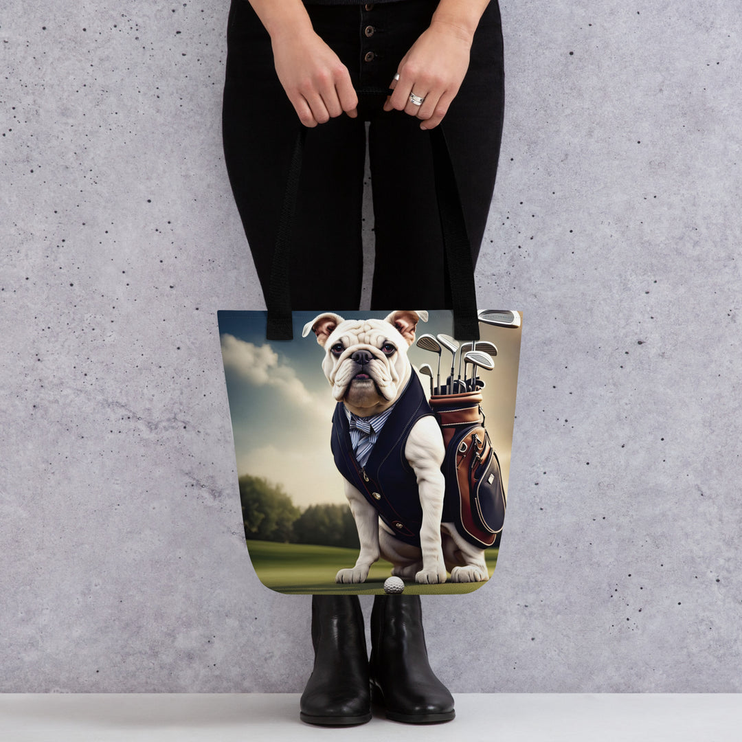 Tote bag-Bulldog Golfer V3