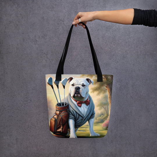 Tote bag-Bulldog Golfer V4