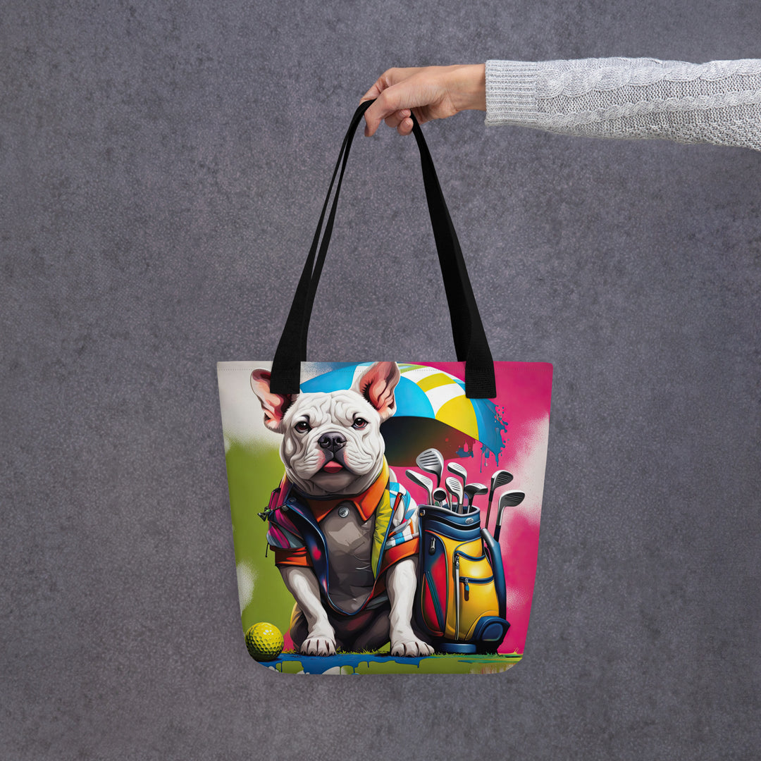 Tote bag-Bulldog Golfer V5