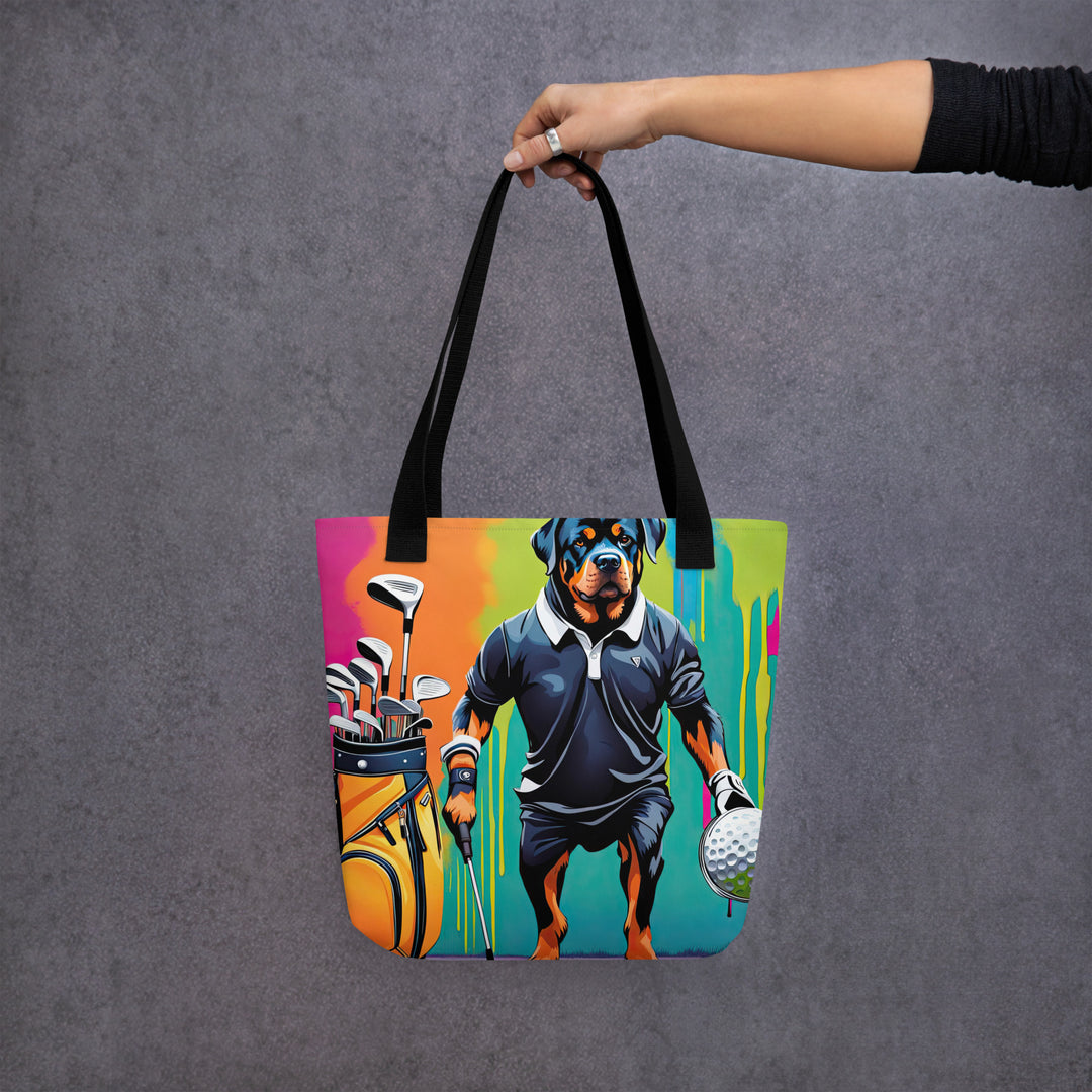 Tote bag-Rottweiler Golfer V2