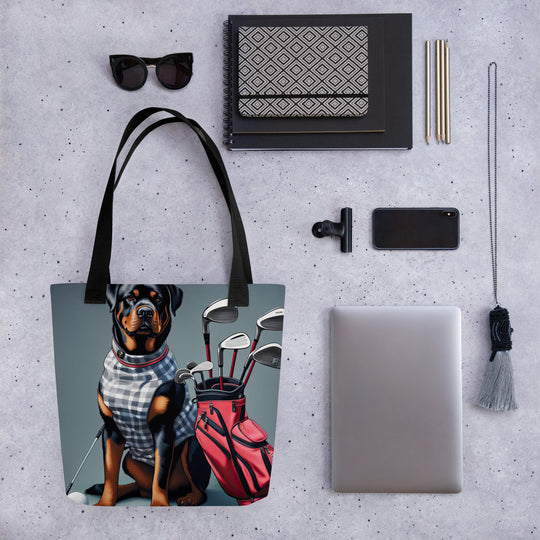 Tote bag-Rottweiler Golfer V3