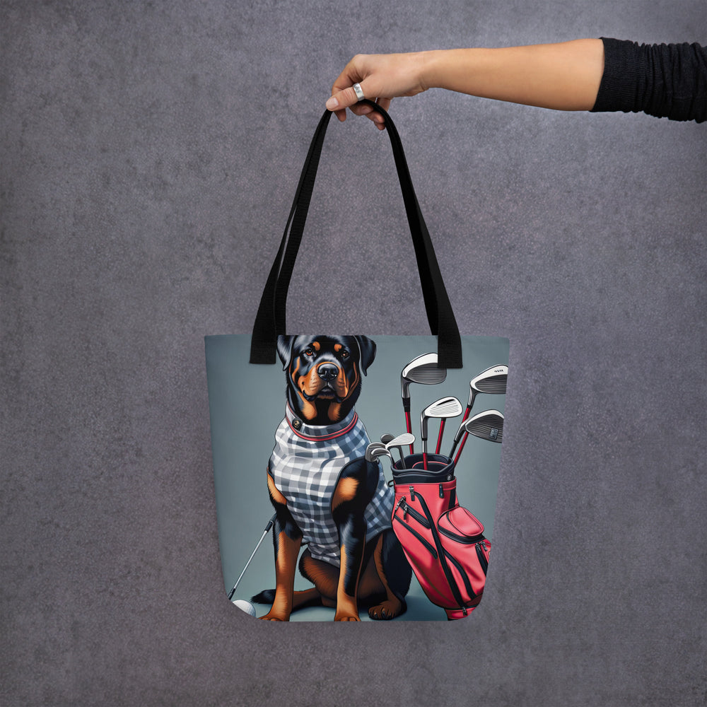 Tote bag-Rottweiler Golfer V3