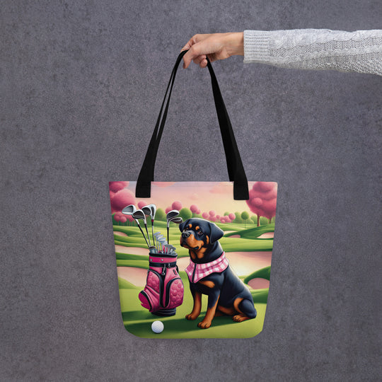 Tote bag-Rottweiler Golfer V4