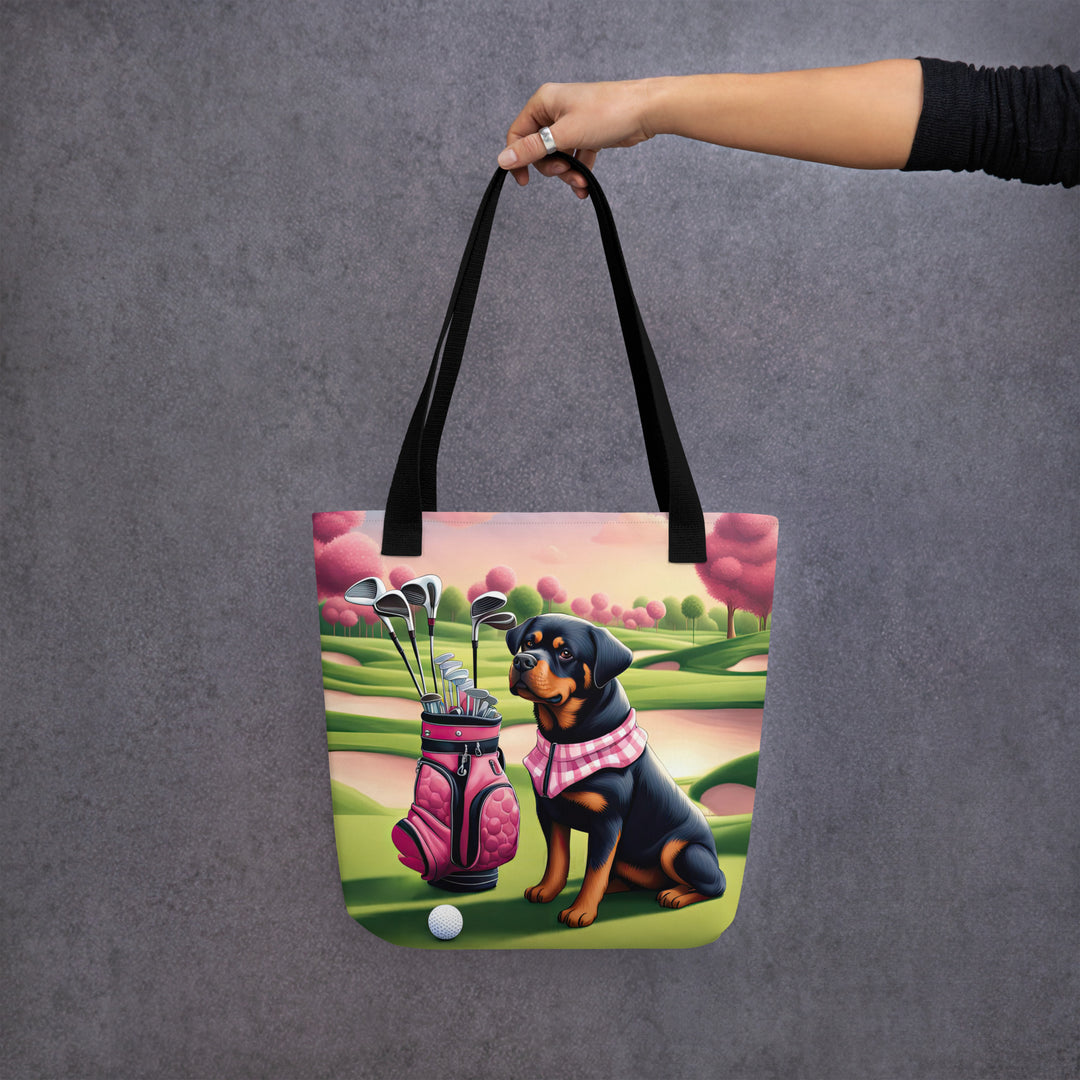 Tote bag-Rottweiler Golfer V4