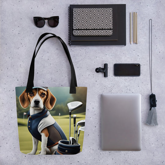 Tote bag-Beagle Golfer