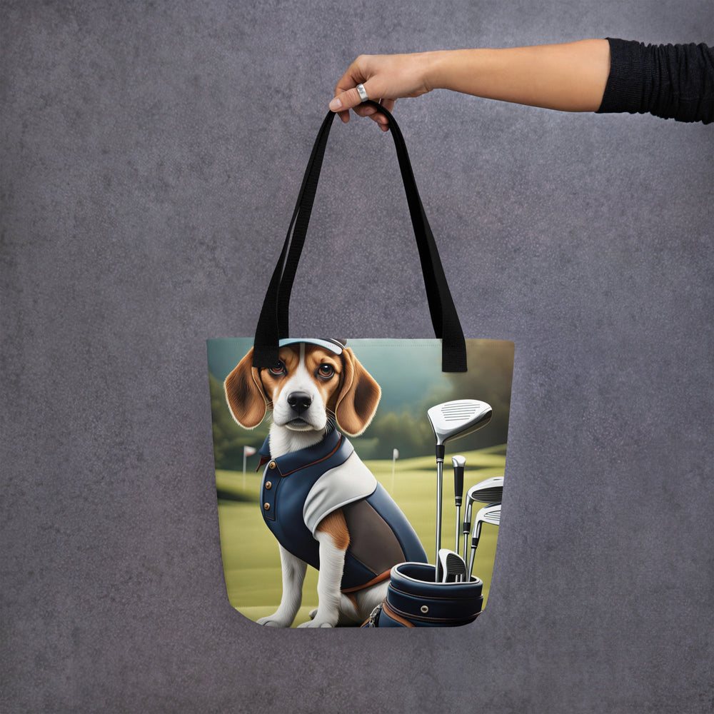 Tote bag-Beagle Golfer