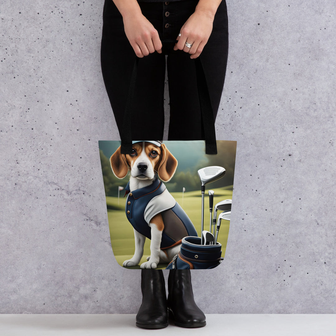 Tote bag-Beagle Golfer