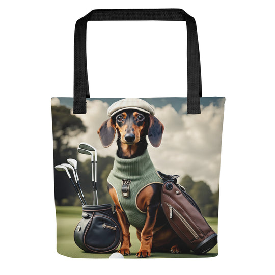 Tote bag-Dachshund Golfer V2