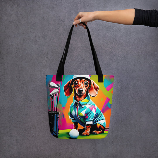 Tote bag-Dachshund Golfer V3