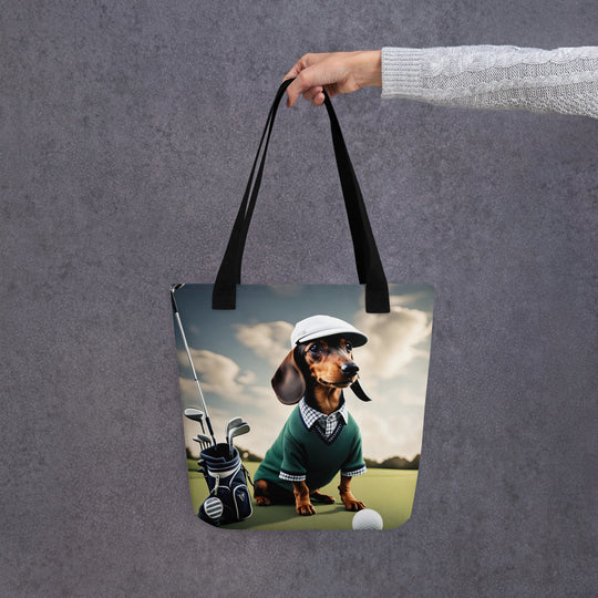 Tote bag-Dachshund Golfer V4