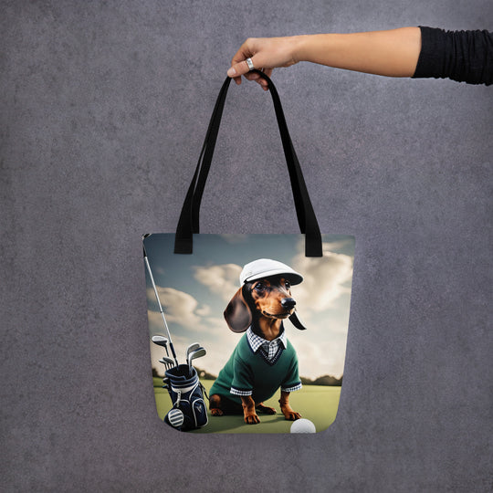 Tote bag-Dachshund Golfer V4