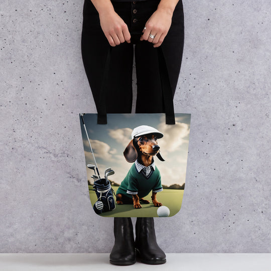 Tote bag-Dachshund Golfer V4