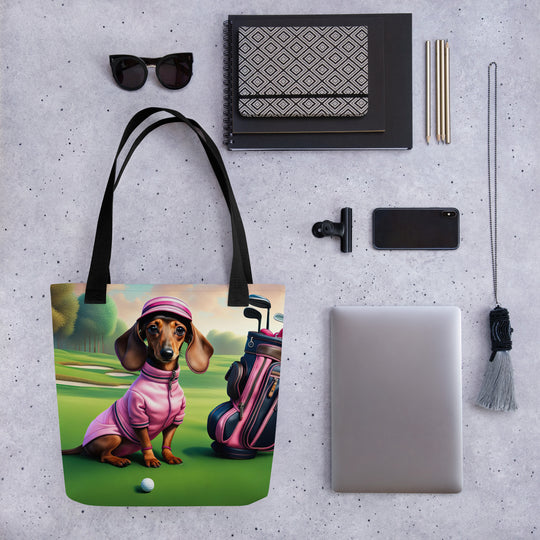 Tote bag-Dachshund Golfer V5