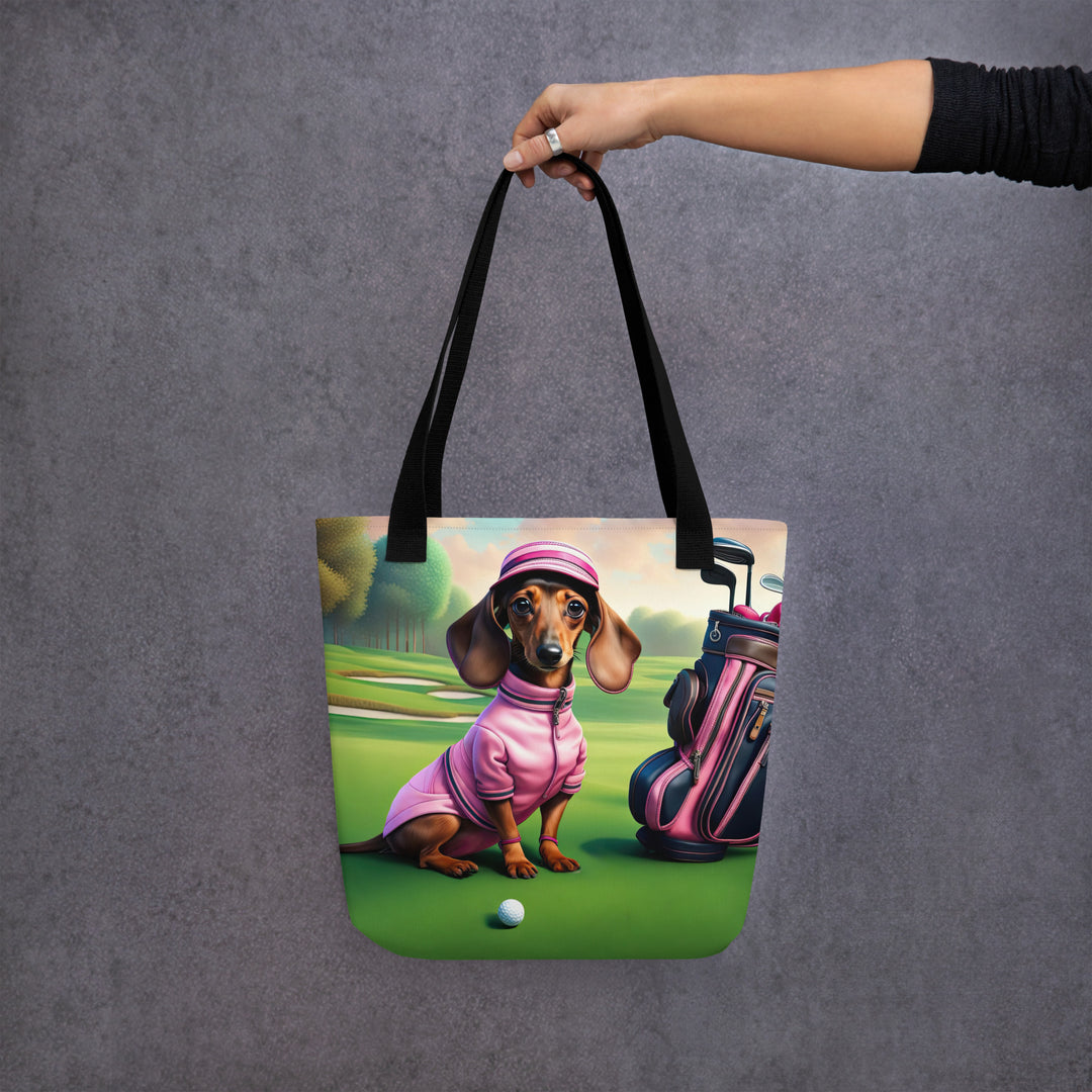 Tote bag-Dachshund Golfer V5