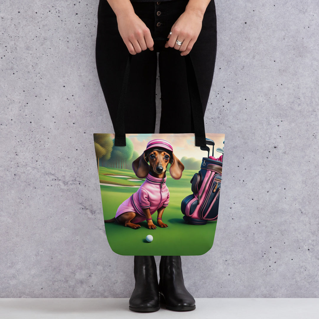 Tote bag-Dachshund Golfer V5