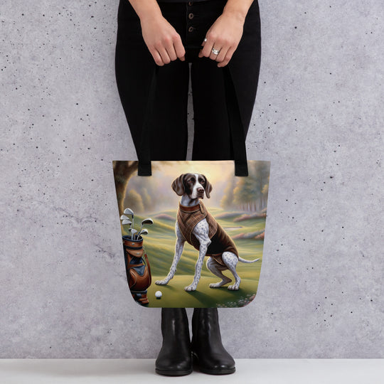 Tote bag-German Shorthaired Pointer Golfer