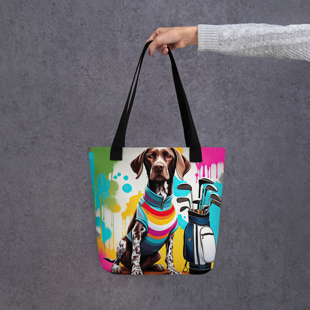 Tote bag-German Shorthaired Pointer Golfer V2