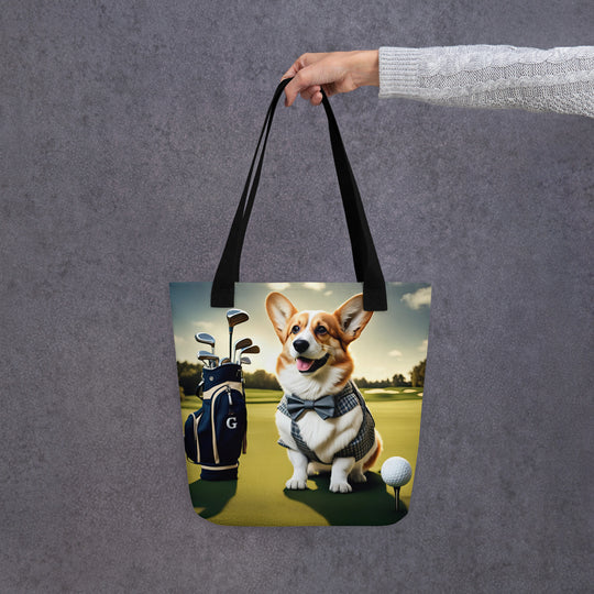 Tote bag-Pembroke Welsh Corgi Golfer V2