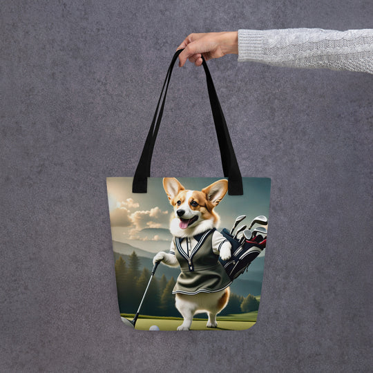 Tote bag-Pembroke Welsh Corgi Golfer V3