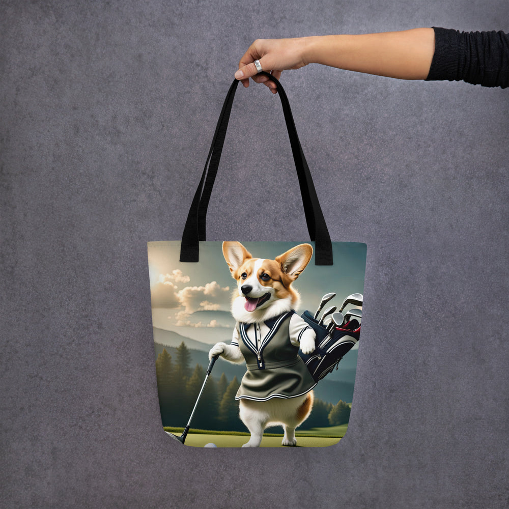 Tote bag-Pembroke Welsh Corgi Golfer V3
