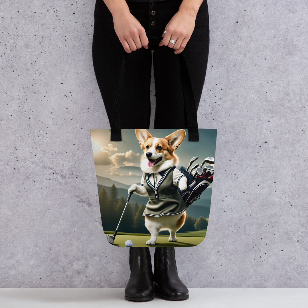 Tote bag-Pembroke Welsh Corgi Golfer V3