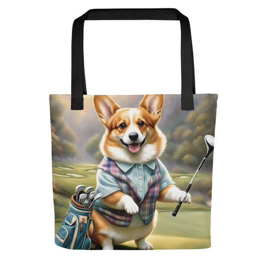 Tote bag-Pembroke Welsh Corgi Golfer V4