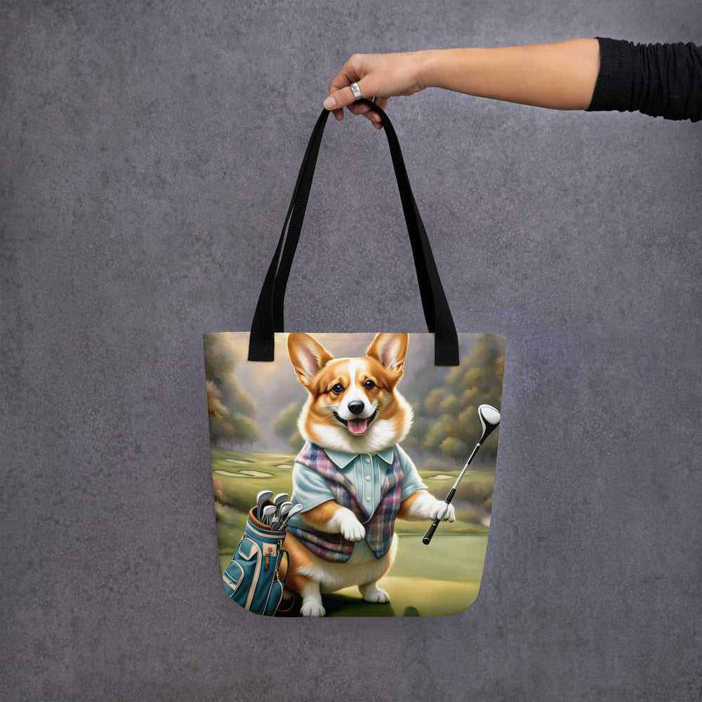 Tote bag-Pembroke Welsh Corgi Golfer V4
