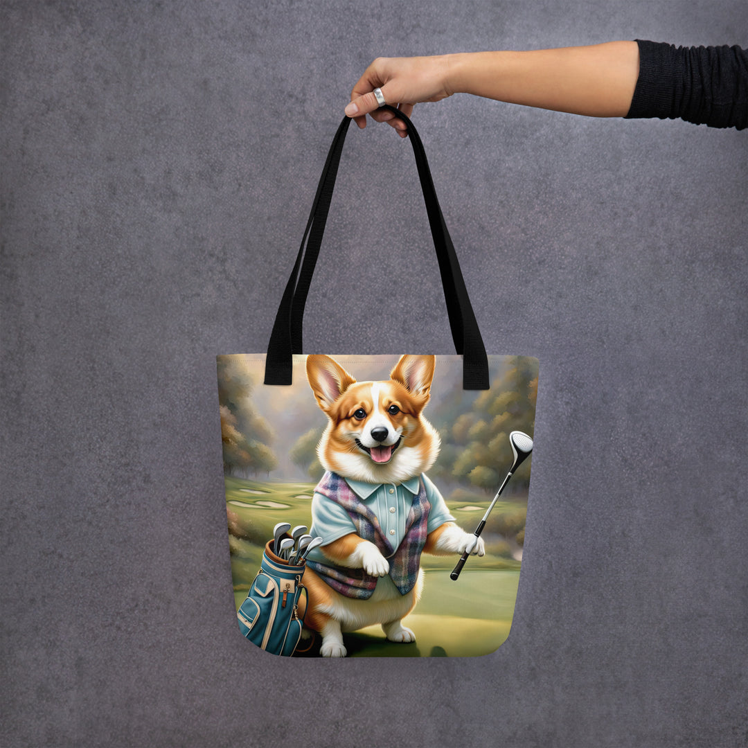 Tote bag-Pembroke Welsh Corgi Golfer V4