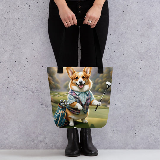 Tote bag-Pembroke Welsh Corgi Golfer V4
