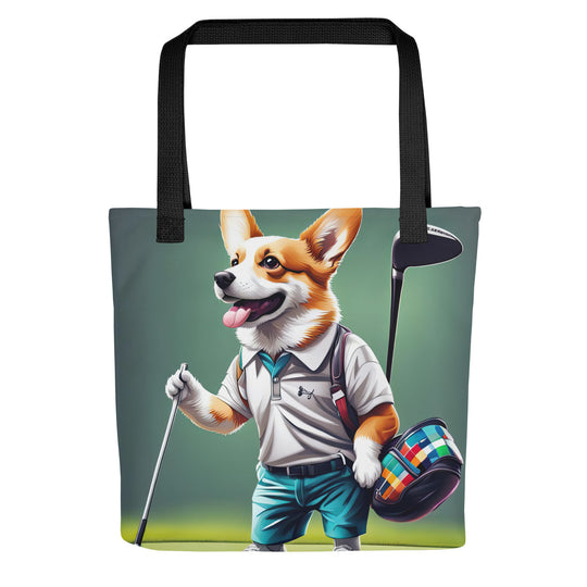 Tote bag-Pembroke Welsh Corgi Golfer V5