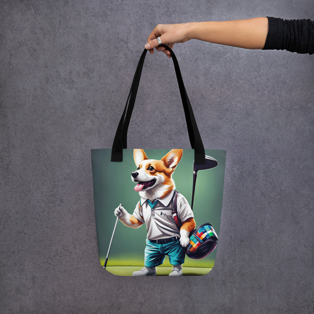 Tote bag-Pembroke Welsh Corgi Golfer V5