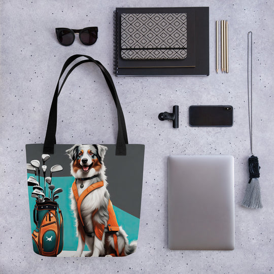 Tote bag-Australian Shepherd Golfer V5