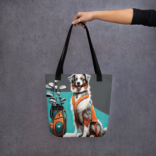 Tote bag-Australian Shepherd Golfer V5