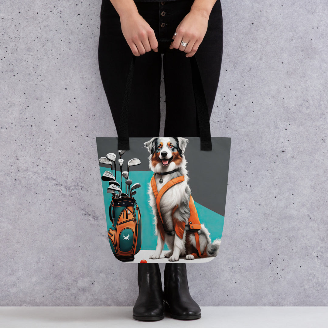 Tote bag-Australian Shepherd Golfer V5