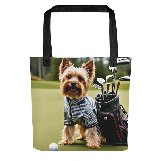 Tote bag-Yorkshire Terrier Golfer V4