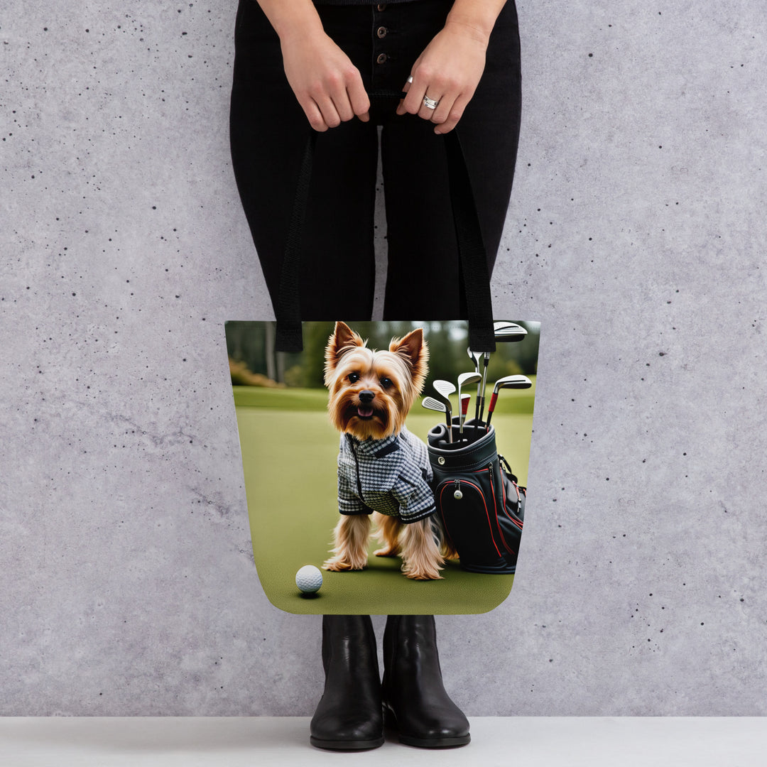 Tote bag-Yorkshire Terrier Golfer V4