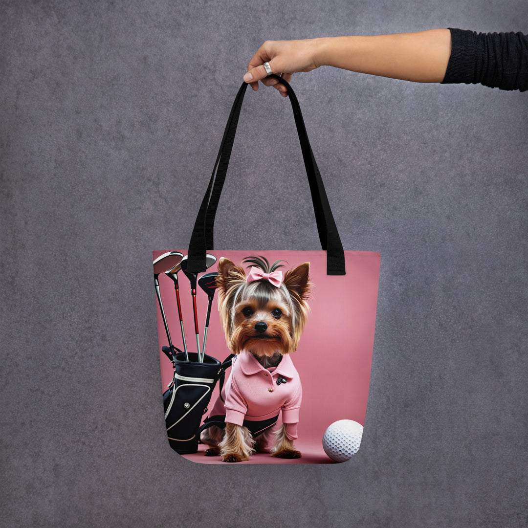 Tote bag-Yorkshire Terrier Golfer V5