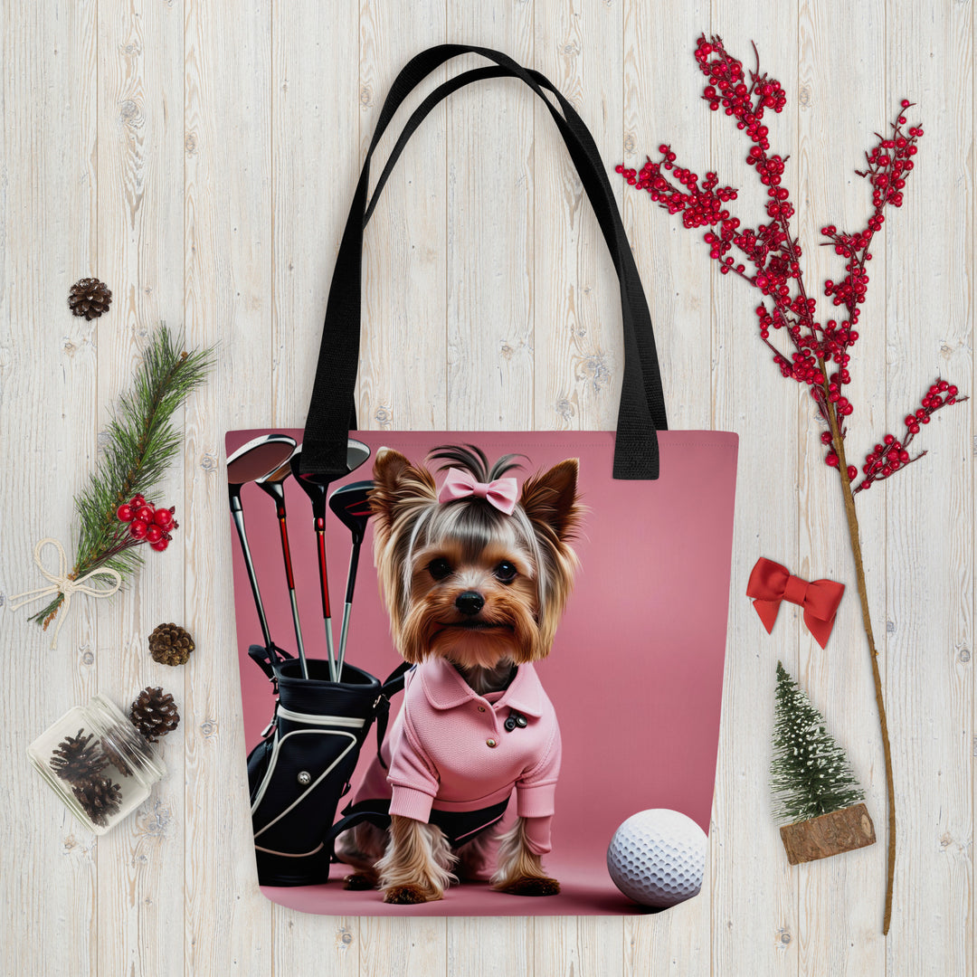 Tote bag-Yorkshire Terrier Golfer V5