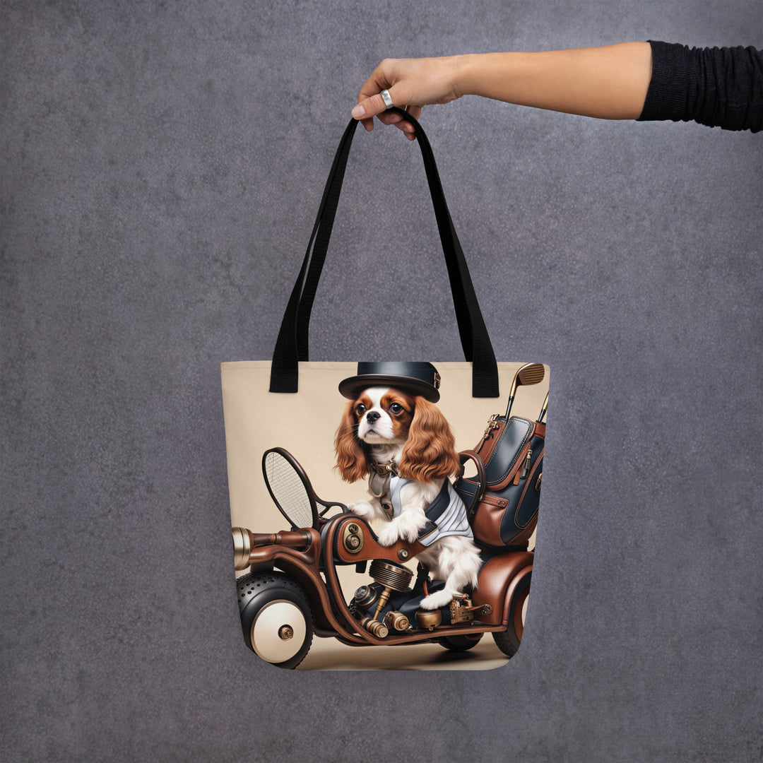 Tote bag-Cavalier King Charles Spaniel Golfer V4