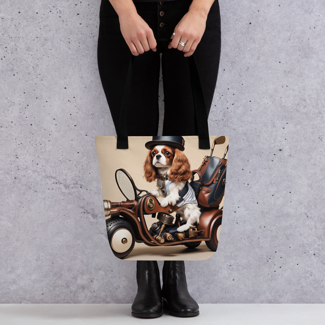 Tote bag-Cavalier King Charles Spaniel Golfer V4