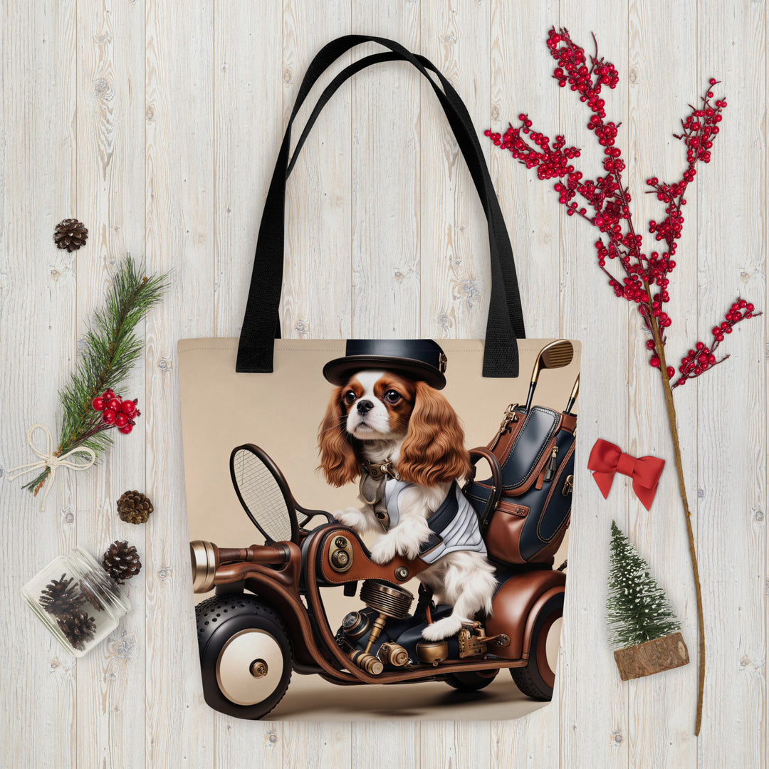 Tote bag-Cavalier King Charles Spaniel Golfer V4