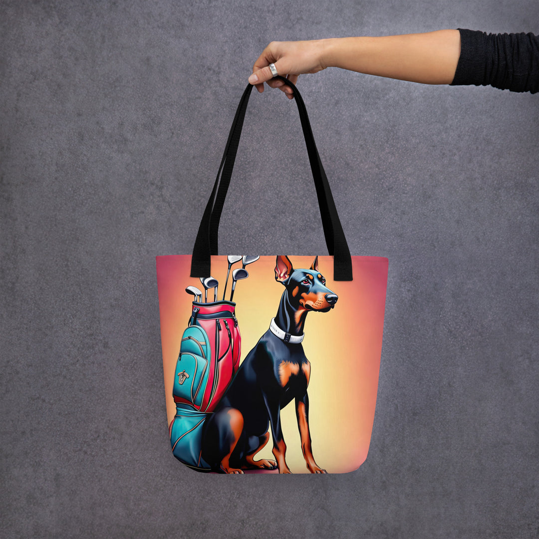 Tote bag-Doberman Pinscher Golfer V5