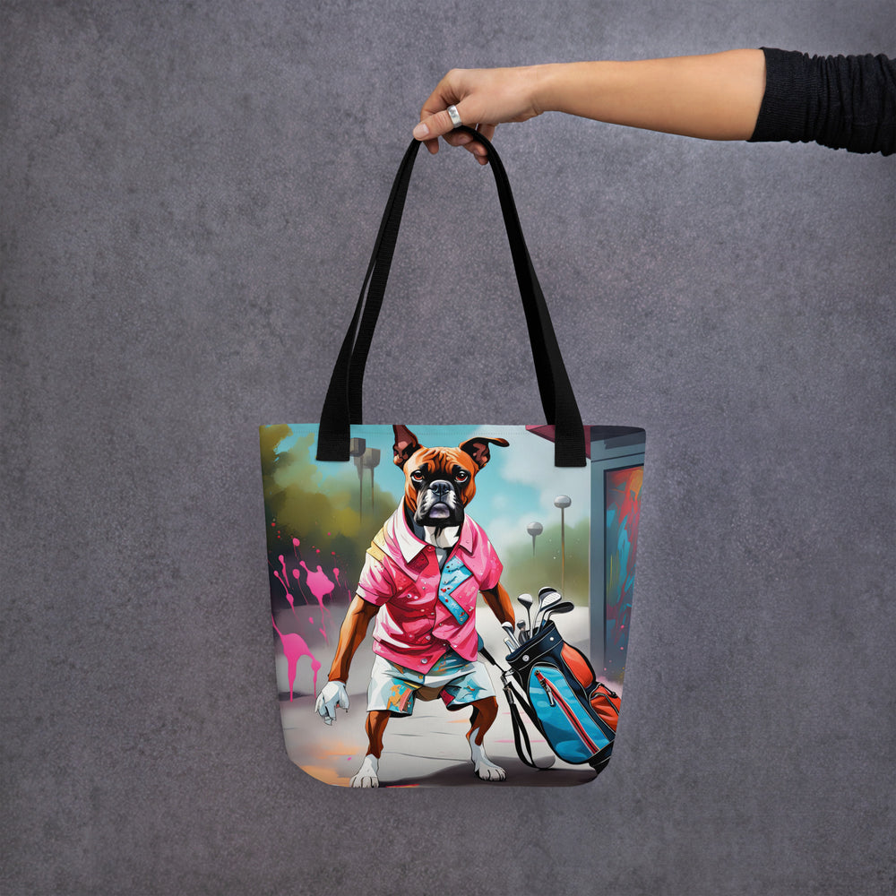 Tote bag-Boxer Golfer