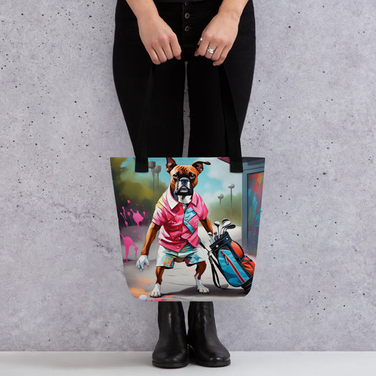 Tote bag-Boxer Golfer