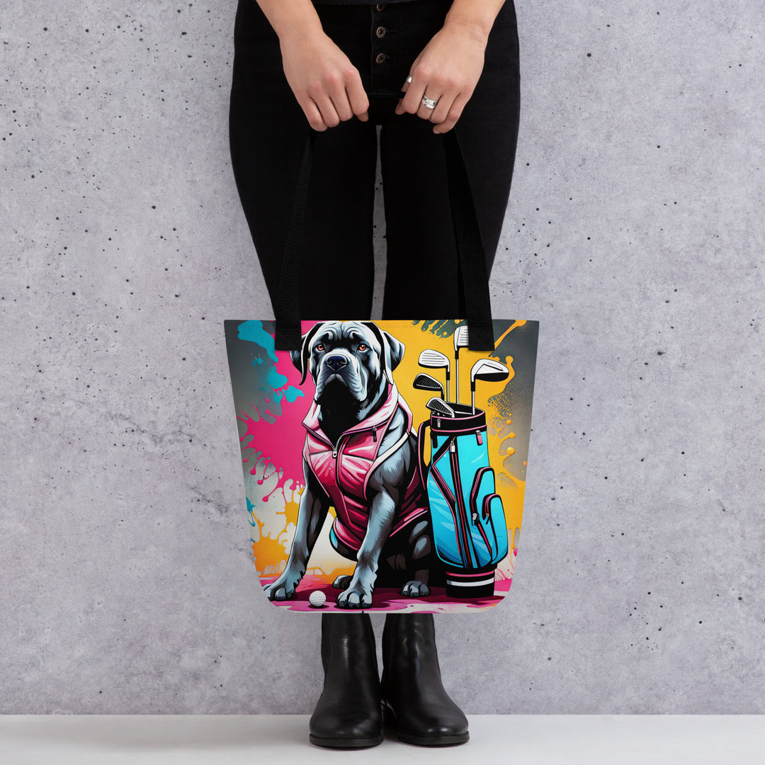 Tote bag-Cane Corso Golfer