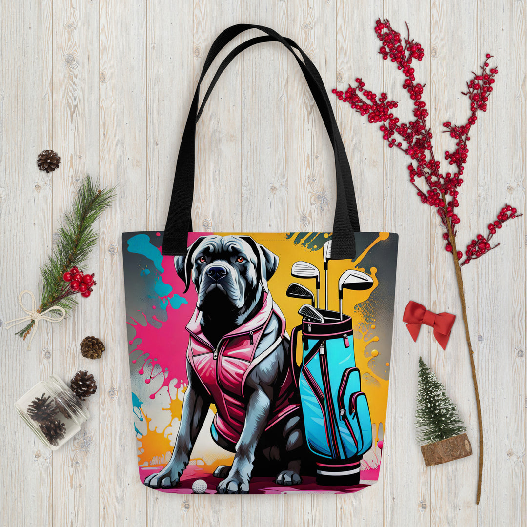 Tote bag-Cane Corso Golfer