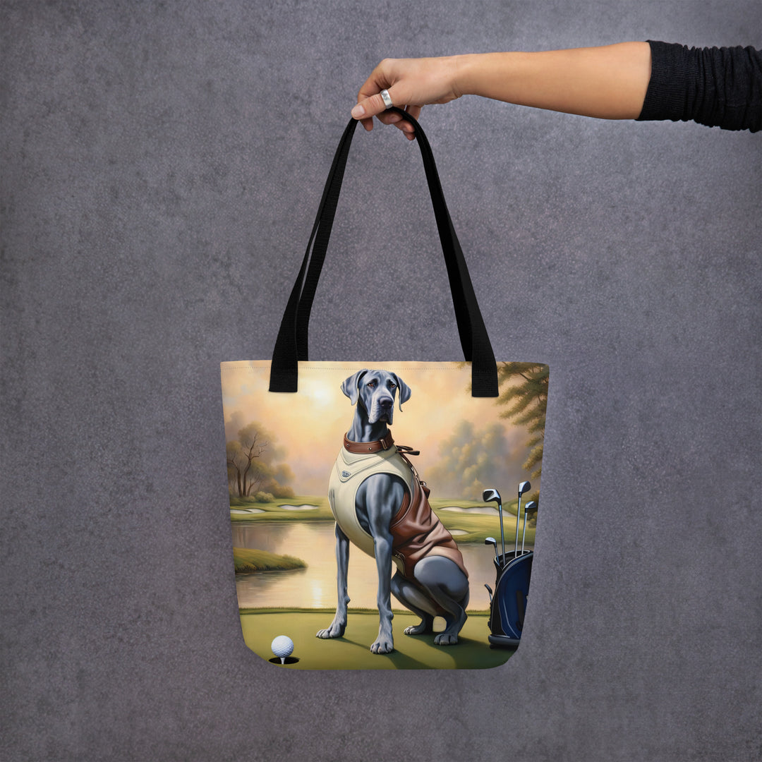 Tote bag-Great Dane Golfer