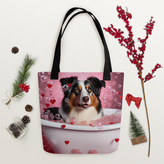 Tote bag-Australian Shepherd Romantic