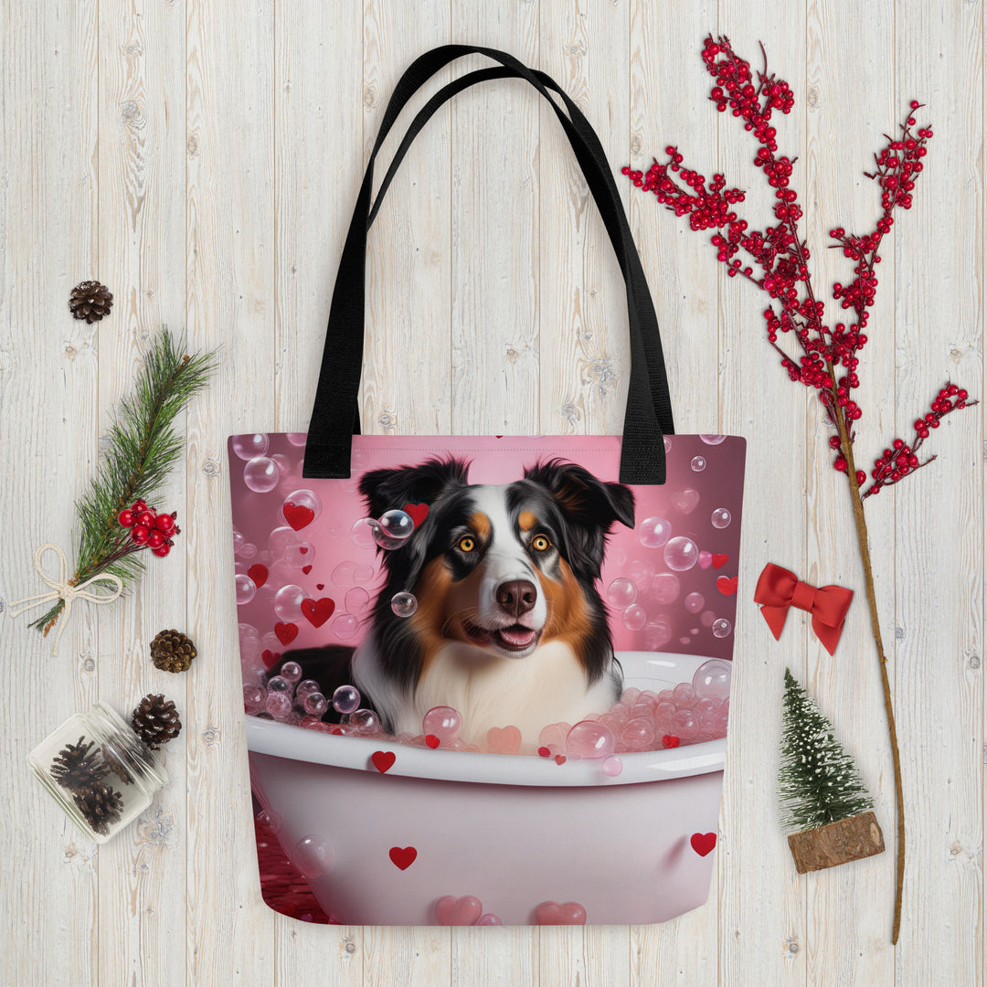 Tote bag-Australian Shepherd Romantic