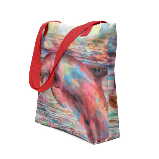 Tote bag - dolphin w ball